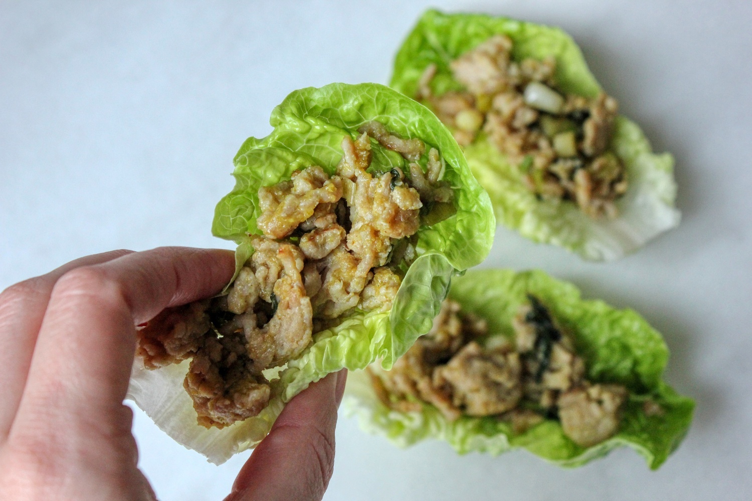 Thai lettuce cops with pork mince and herbs